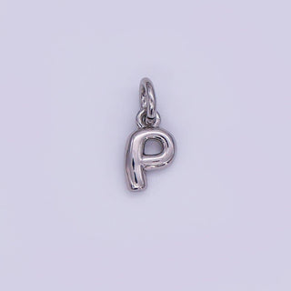 Micro White Gold Filled 10mm Initial Letter Bubble Charm in Silver