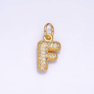 24K Gold Filled CZ Chubby Bubble Balloon Initial Letter Pendant