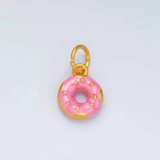 Pink Glazed Sprinkle Donut Dessert Enamel Charm