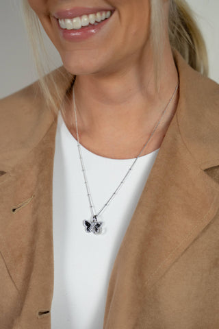 The Sis Kiss - Baby Ball Chain Necklace | Threader Charm Necklace : Silver