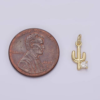 14K Gold Filled CZ Cactus Mini Charm
