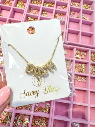 Cz Mini Bubble Initial Custom Word Letter & Number Charms
