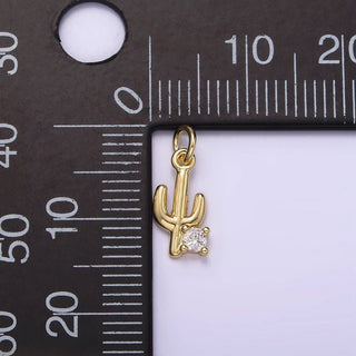 14K Gold Filled CZ Cactus Mini Charm