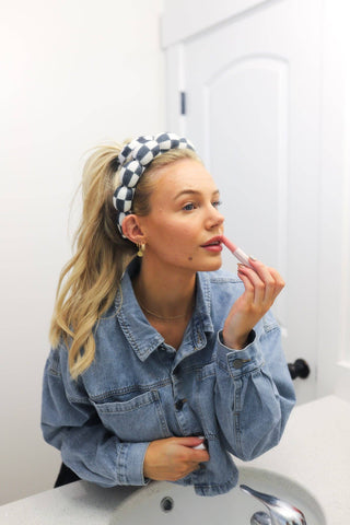 KAXI - GRWM HEADBAND & WRISTBAND SET: MUSTARD & PINK STRIPED / WITH WRISTBANDS