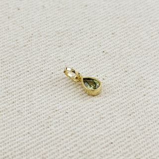 18k Gold Filled Birthstone Bezel Drop Charm : Garnet