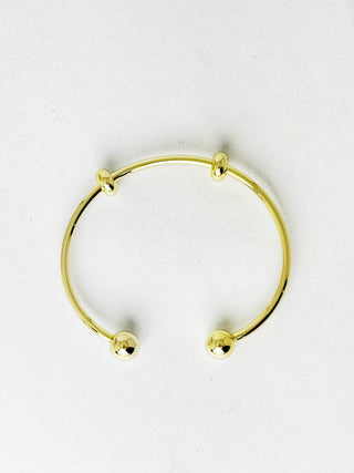 The Sis Kiss - Slider Charm Cuff - Designed for slider Charms and Initials : Gold / Size 1 - 2" Diameter