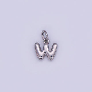 Micro White Gold Filled 10mm Initial Letter Bubble Charm in Silver