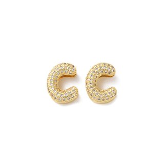 Mini Gold Slider Rhinestone Bubble Initial Charm