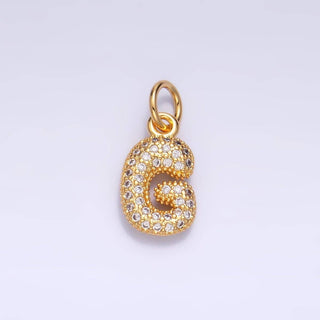 24K Gold Filled CZ Chubby Bubble Balloon Initial Letter Pendant