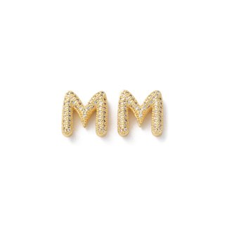 Mini Gold Slider Rhinestone Bubble Initial Charm