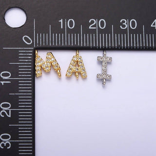 16K Micro CZ Initial Letter Sideway Loop Connector