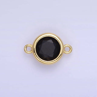 14K Gold Filled Birthstone CZ Round Bezel Connector