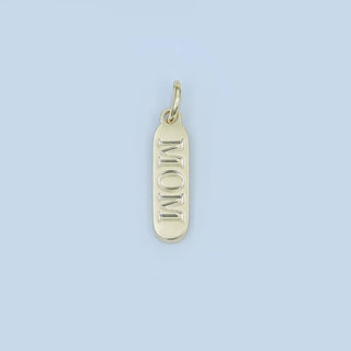 Gold "MOM" Script Tag Mini Charm