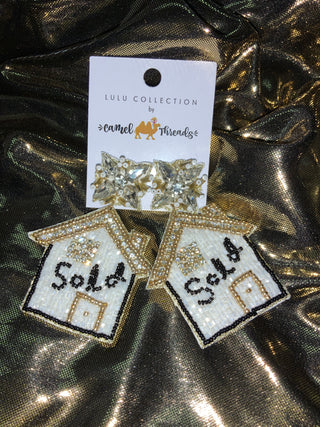 Beaded Sold Home Earrings
