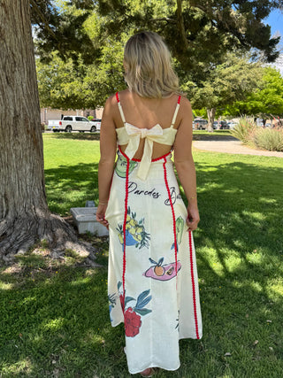 Rayon Linen Trim Sleeveless Maxi Dress