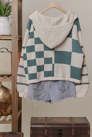 Kept Warm Mello Checkered Drawstring Sweater
