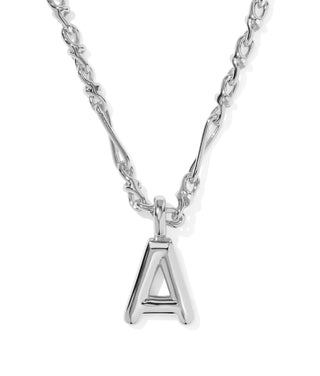 Bubble Letter Pendant Necklace - Silver