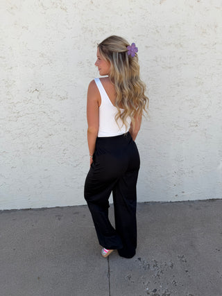 Wide Leg Black Athletic Pants