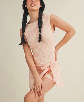 Peaches and Cream Gingham Skort Set