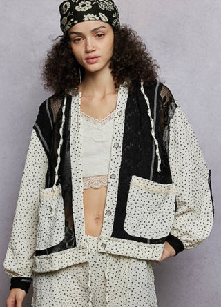 POL Polka Dot Lace Hoodie