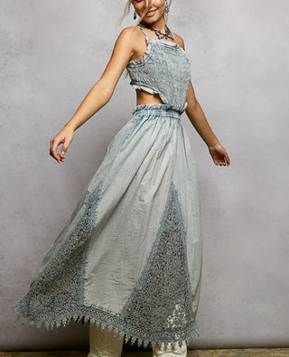 Pol Clothing - Smocked Sleeveless Shirred Maxi Dress