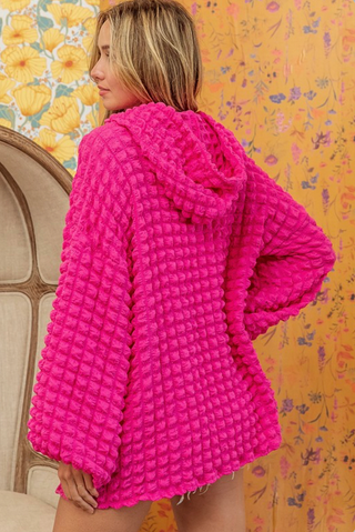Bubble Textured Hooded Top
