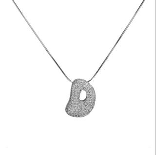 Initial Waterdrop 18K Silver Rhinestone Necklace