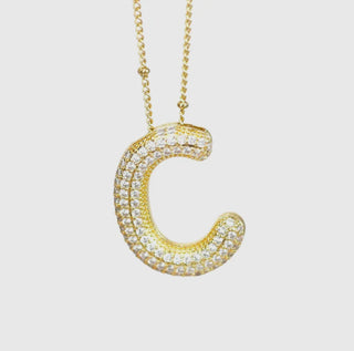 Initial Script Cz Balloon Bubble Gold Necklaces