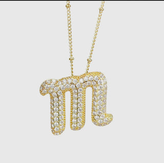 Initial Script Cz Balloon Bubble Gold Necklaces