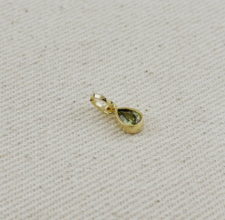 18k Gold Filled Birthstone Bezel Drop Charm : Garnet