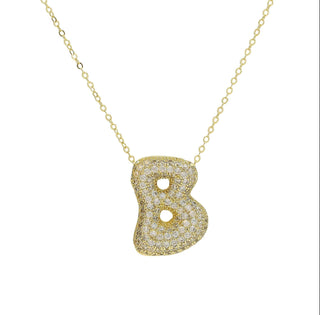 Initial Waterdrop 18K Gold Rhinestone Necklace