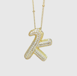 Initial Script Cz Balloon Bubble Gold Necklaces