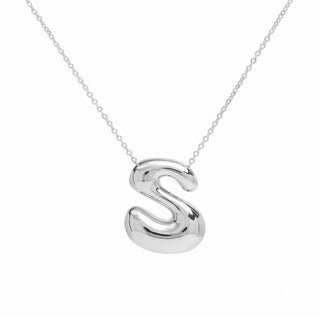 Initial Waterdrop 18K Silver Smooth Necklace