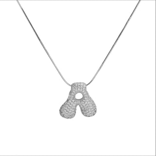 Initial Waterdrop 18K Silver Rhinestone Necklace