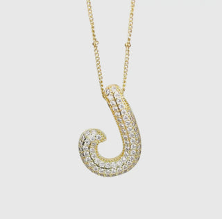 Initial Script Cz Balloon Bubble Gold Necklaces