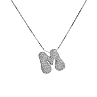 Initial Waterdrop 18K Silver Rhinestone Necklace