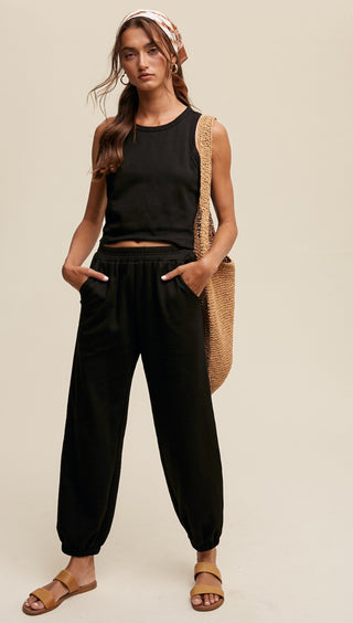 Cozy Ribbed Knit Crop Top and Joggers Set