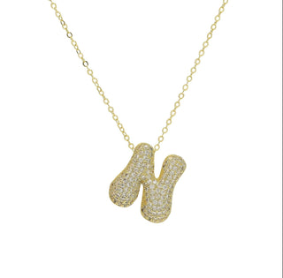 Initial Waterdrop 18K Gold Rhinestone Necklace