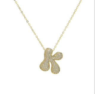 Initial Waterdrop 18K Gold Rhinestone Necklace
