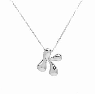 Initial Waterdrop 18K Silver Smooth Necklace