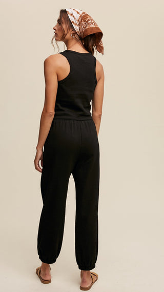 Cozy Ribbed Knit Crop Top and Joggers Set