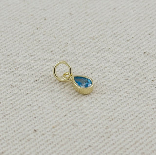 18k Gold Filled Birthstone Bezel Drop Charm : Garnet