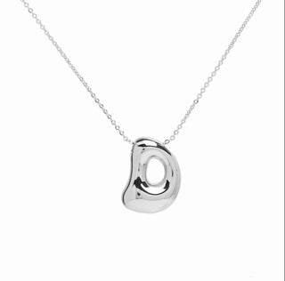 Initial Waterdrop 18K Silver Smooth Necklace