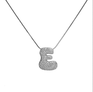 Initial Waterdrop 18K Silver Rhinestone Necklace