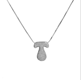 Initial Waterdrop 18K Silver Rhinestone Necklace