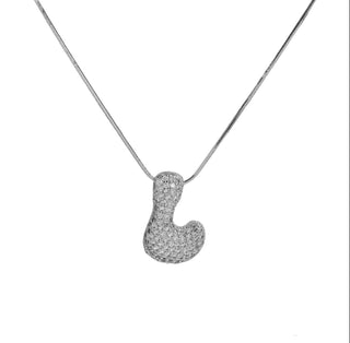 Initial Waterdrop 18K Silver Rhinestone Necklace