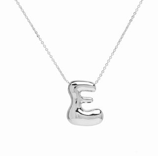 Initial Waterdrop 18K Silver Smooth Necklace