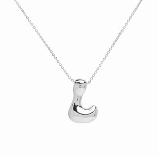 Initial Waterdrop 18K Silver Smooth Necklace