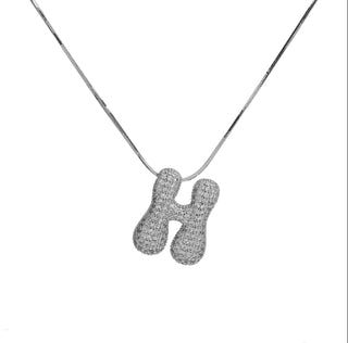 Initial Waterdrop 18K Silver Rhinestone Necklace