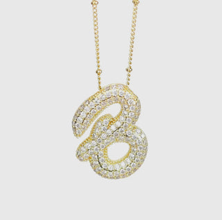 Initial Script Cz Balloon Bubble Gold Necklaces